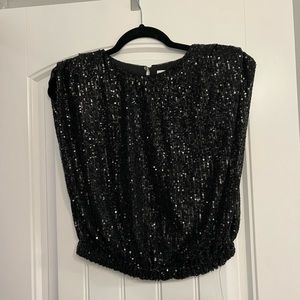DO+BE NWT Black Sequin Top